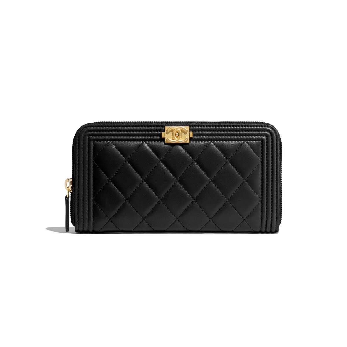 Chanel Boy Chanel Zipped Wallet in Grained Calfskin & Gold-tone