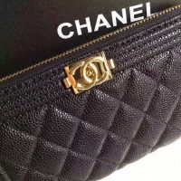 Chanel Boy Chanel Zipped Wallet in Grained Calfskin & Gold-tone Metal-Black