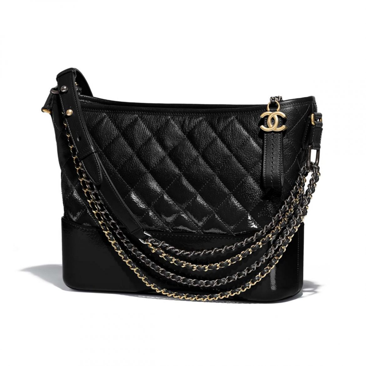 Chanel Gabrielle Hobo Medium Bag in Goatskin with Gold Silver-tone ...