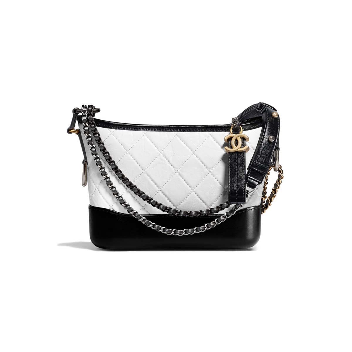 Chanel Black/White Quilted Leather Gabrielle Medium Hobo Bag - Yoogi's  Closet