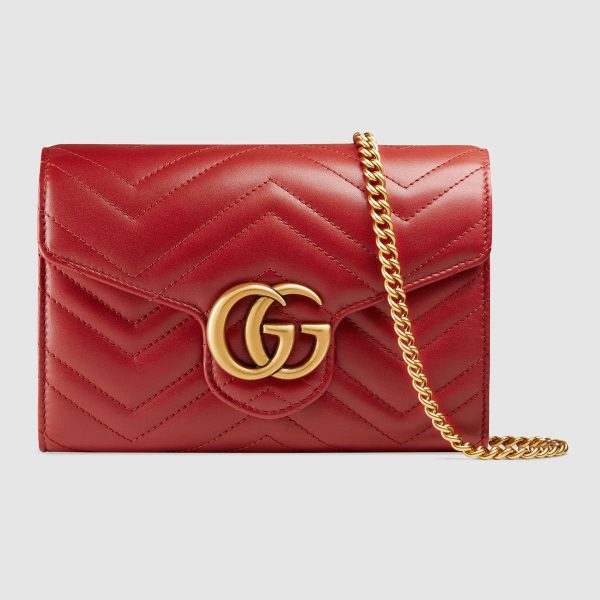 gucci marmont chevron chain wallet bag