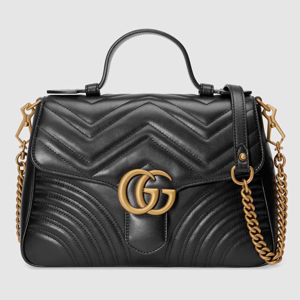 Gucci GG Marmont Small Top Handle Bag in Matelassé Chevron Leather - LULUX