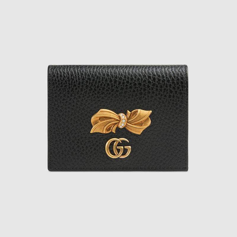leather card case with gucci logo