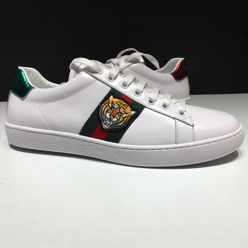 Gucci Men Ace Embroidered Sneaker Shoes with Tiger Web-White - LULUX