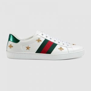 Gucci Men Ace Embroidered Sneaker Stars and Bees in White