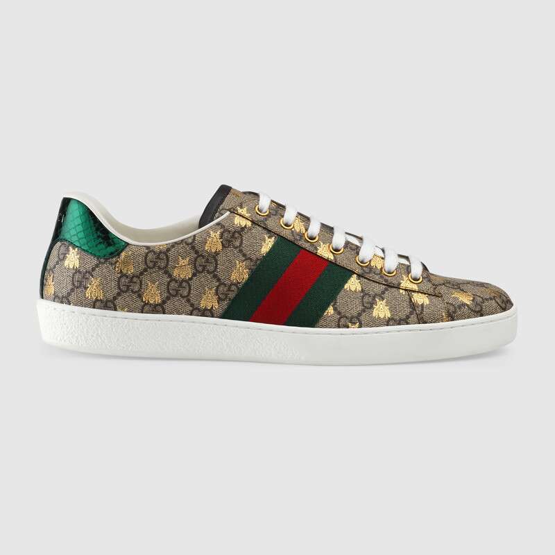 Gucci Men Ace GG Supreme Bees Sneaker-Brown - LULUX