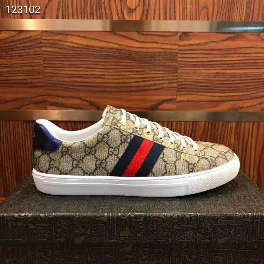 Gucci Men Ace GG Supreme Bees Sneaker-Brown - LULUX