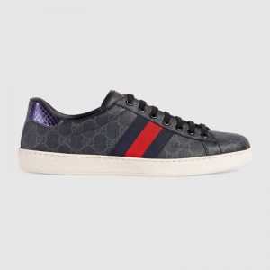 Gucci Men Ace GG Supreme Canvas Sneaker Shoes-Grey