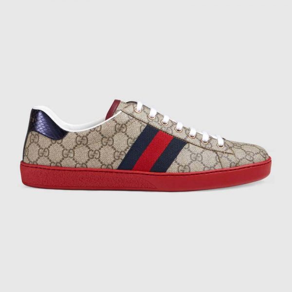 Gucci Men Ace GG Supreme Sneaker Classic Low-Top Sneaker-Brown