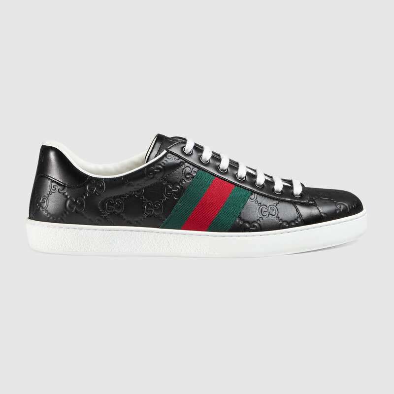 Gucci Men Ace Embroidered Sneaker Bee in White - LULUX