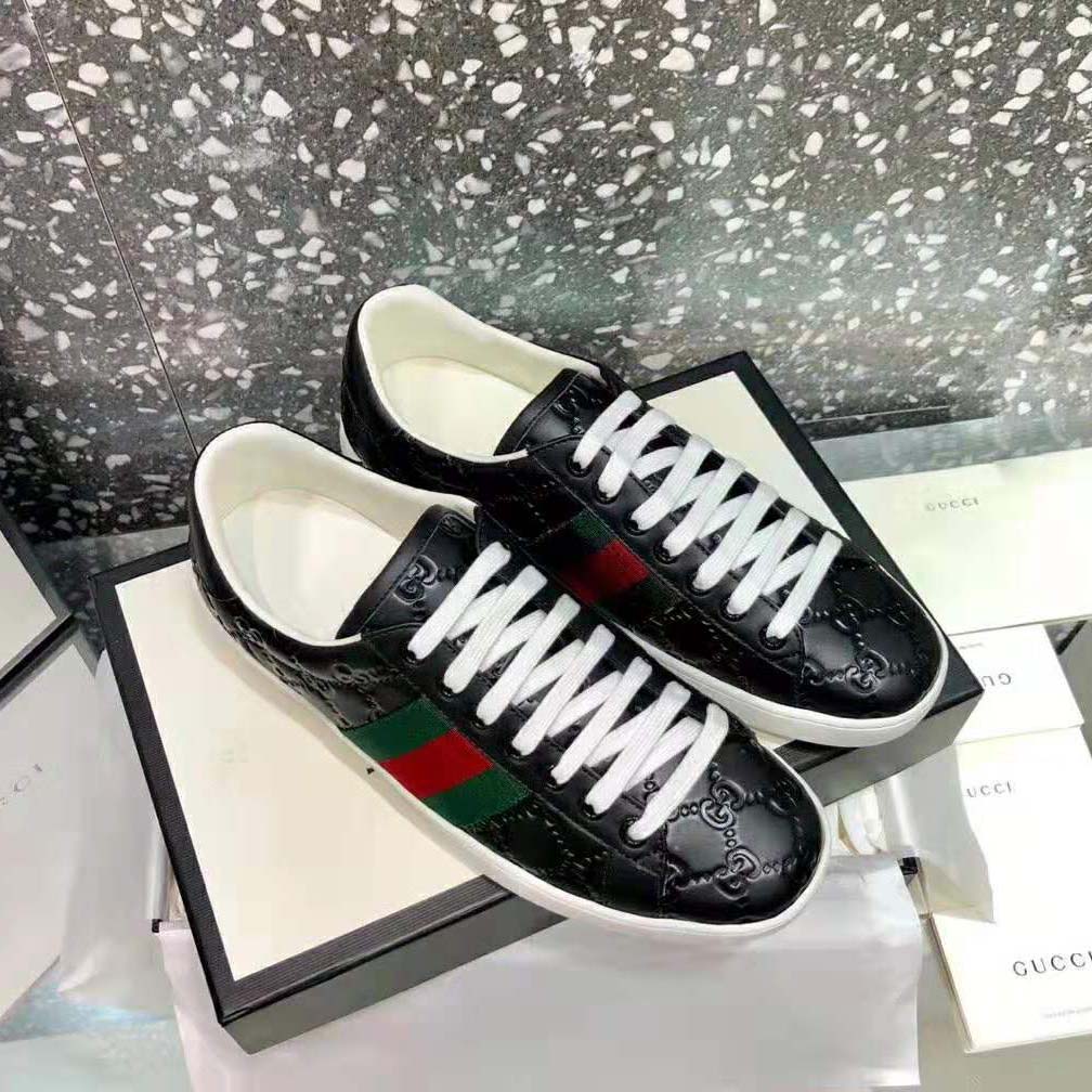 Gucci Men's Ace Sneaker with Gucci Blade-Green - LULUX