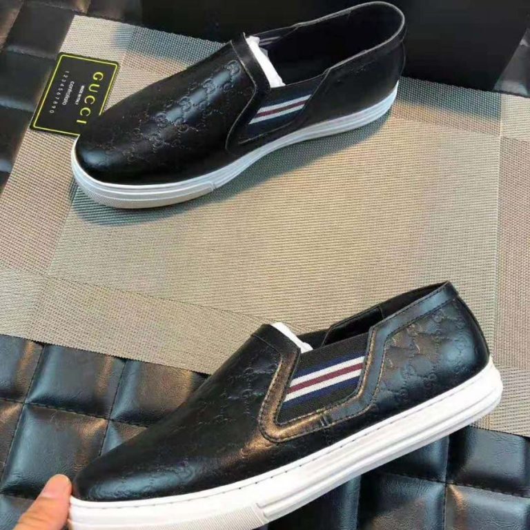 Gucci Men Gucci Signature Slip-On Sneaker-Black