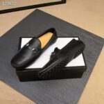 Gucci Men Leather Driver with Horsebit-Black – Image 3