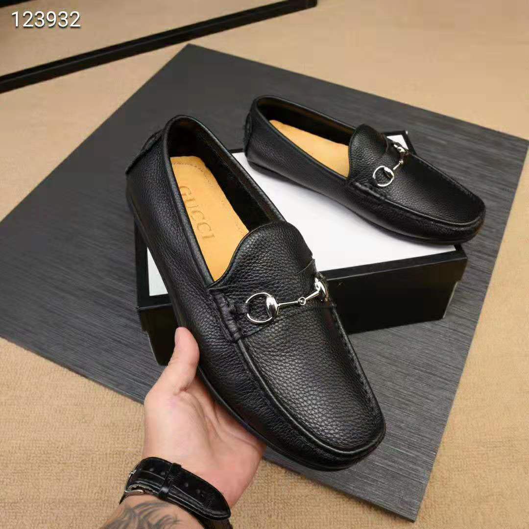 gucci leather driver with horsebit