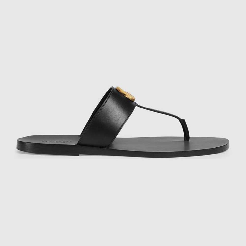 Gucci Men Leather Thong Sandal with 