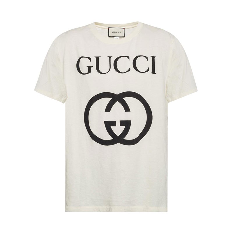 Gucci Men Washed T-shirt with Gucci Logo-White - LULUX