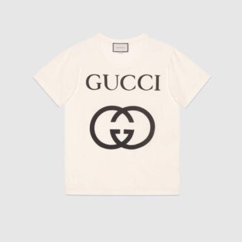 Gucci Men Oversize T-Shirt with Interlocking G-White