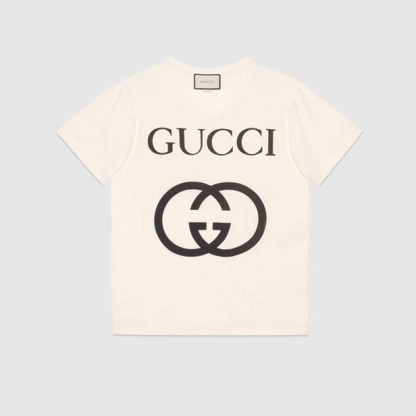 Gucci Men Washed T-shirt with Gucci Logo-White - LULUX