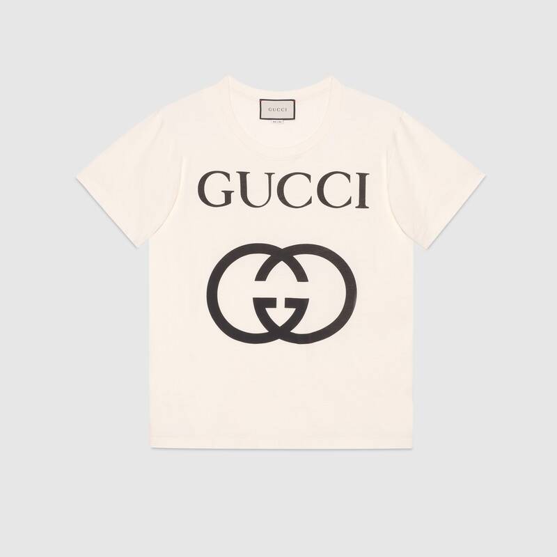 Gucci Men Oversize T-Shirt with Interlocking G-White - LULUX
