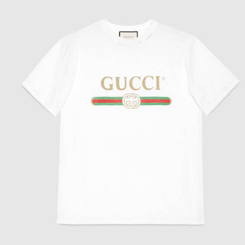 Gucci Men Oversize T-Shirt with Gucci Logo and Rabbit-Beige - LULUX