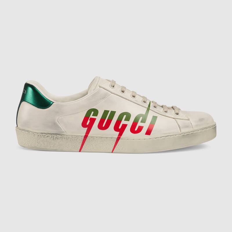 Gucci Men's Ace Sneaker with Gucci Blade-Green - LULUX
