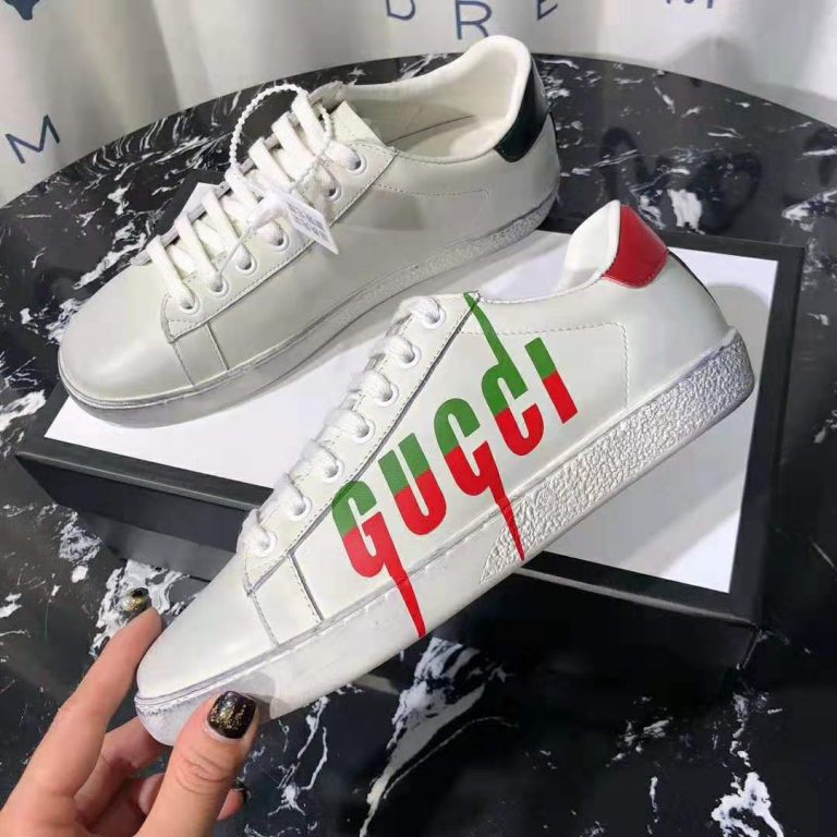 Gucci Men's Ace Sneaker with Gucci Blade-Green - LULUX