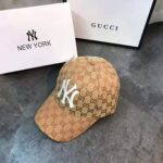 Gucci Unisex Baseball Hat with NY Yankees Patch-Brown - Image 4