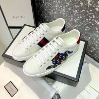 Gucci Women Ace Embroidered Sneaker with Crystal Kingsnake-White