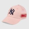 Gucci Women Baseball Cap with NY Yankees Patch-Pink