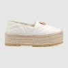 Gucci Women Chevron Leather Espadrille with Double G in 5.1 cm Height-White