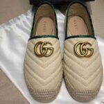 Gucci Women Chevron Raffia Espadrille with Double G-Green - immagine 3