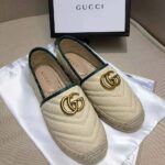 Gucci Women Chevron Raffia Espadrille with Double G-Green - immagine 2