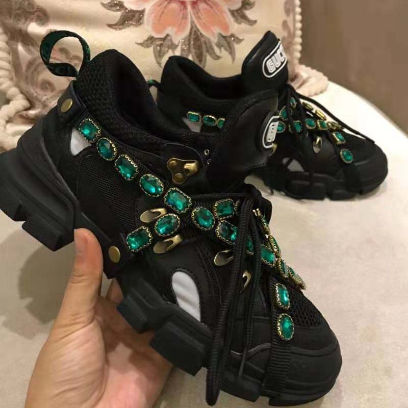 Gucci Women Flashtrek Sneaker with Removable Crystals 5.6cm Height ...