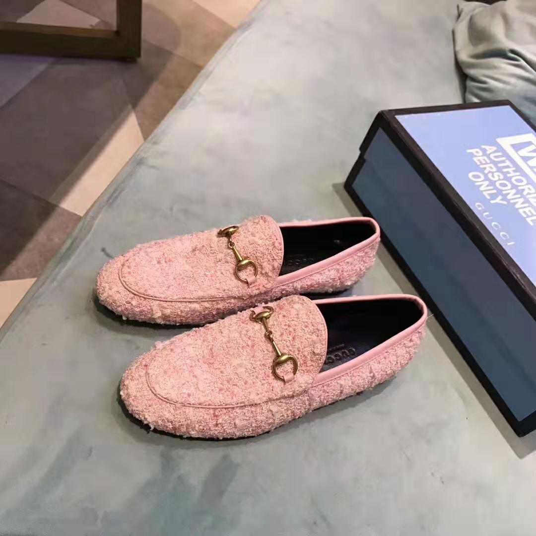 Gucci Women Gucci Jordaan Tweed Loafer 1.3 cm Heel-Pink