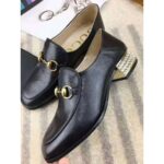 Gucci Women Horsebit Leather Loafer with Crystals 2.54cm Mirrored Heel-Black - Image 4