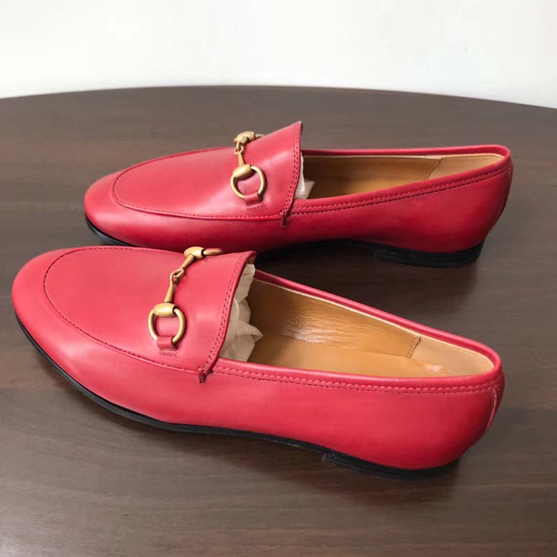 Gucci Women Jordaan Leather Loafer Red - LULUX