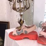 Gucci Women Leather and Mesh Sandal 4.6cm Height-Pink - Image 3