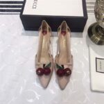 Gucci Women Leather Cherry Pump Shoes-Pink - Imagen 3