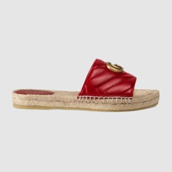 Gucci Dam Läder Espadrille Sandaler-Röd