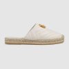 Gucci Women Leather Espadrille with Double G in 2 cm Height-White