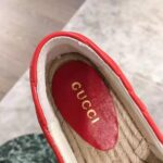 Gucci Women Leather Espadrille with Double G in Matelassé Chevron Leather-Red - Image 7