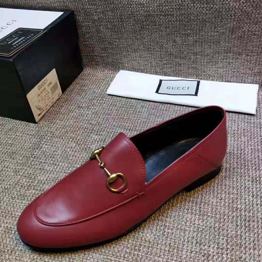 Gucci Women Leather Horsebit Loafer 1.27cm Height-Red - LULUX