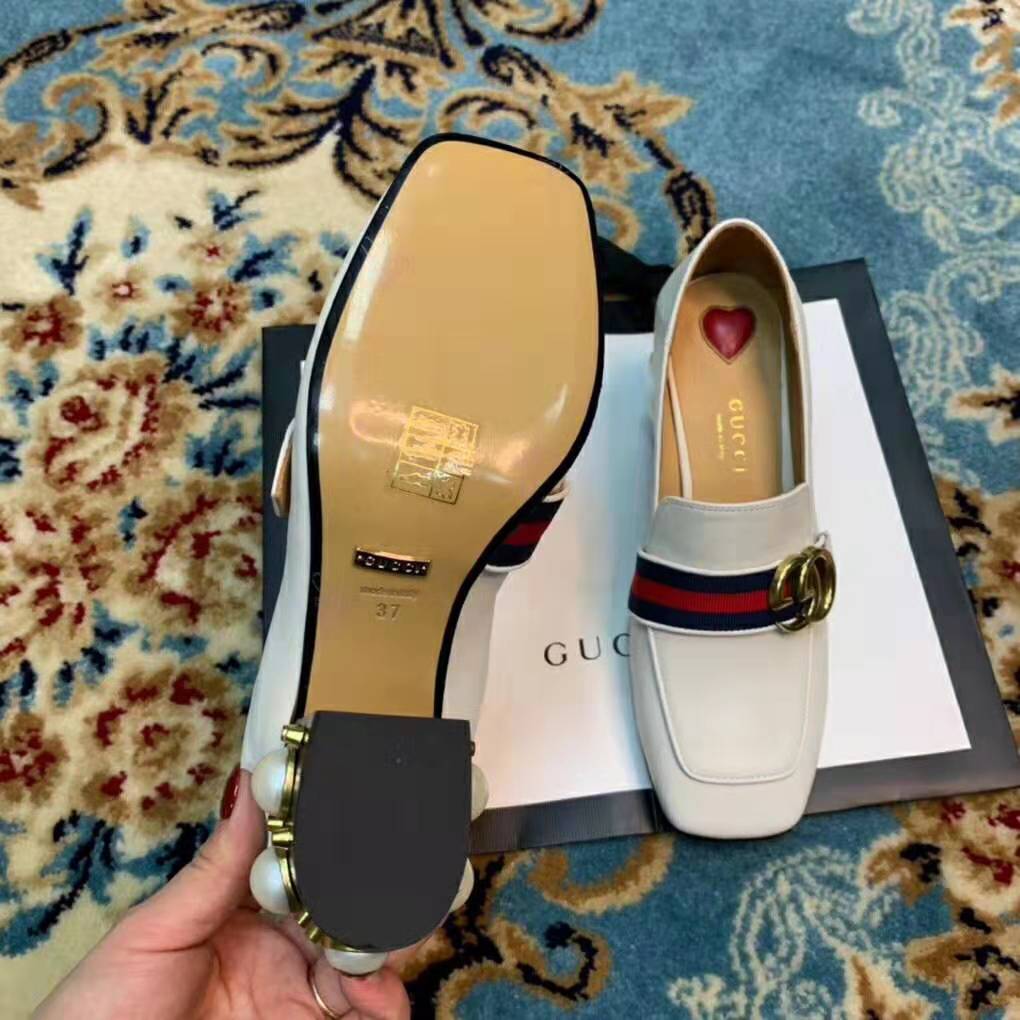 Gucci Women Leather Mid-Heel Loafer 3