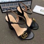 Gucci Women Leather Sandal 10.2 cm Heel-Black - Image 3