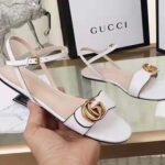 Gucci Women Leather Sandal with Double G-White - Image 3