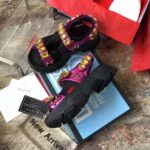 Gucci Women Metallic Leather Sandal with Crystals-Rose - immagine 3