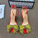 Gucci Women Patent Leather Sandal 11.4cm Thin Heel-Red - Image 4