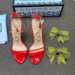 Gucci Women Patent Leather Sandal 11.4cm Thin Heel-Red - Image 5