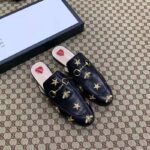 Gucci Women Princetown Embroidered Leather Slipper 1.27cm Heel-Black - Image 2