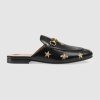 Gucci Women Princetown Embroidered Leather Slipper 1.27cm Heel-Black